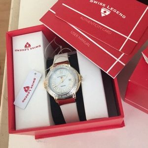 Women’s white Swiss Legend watch.